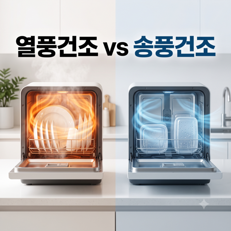 식기세척기 건조 방식 비교: 쿠쿠 열풍건조 vs 송풍건조 살균·물 얼룩 차이점 총정리